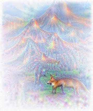 Foxes beneath an erupting volcano